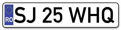 Placuta inmatriculare numar auto  SJ-25-WHQ, SJ 25 WHQ, SJ25WHQ