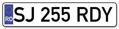 Placuta inmatriculare numar auto  SJ-255-RDY, SJ 255 RDY, SJ255RDY