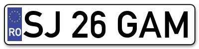 Placuta inmatriculare numar auto  SJ-26-GAM, SJ 26 GAM, SJ26GAM