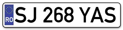 Placuta inmatriculare numar auto  SJ-268-YAS, SJ 268 YAS, SJ268YAS