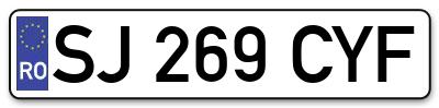 Placuta inmatriculare numar auto  SJ-269-CYF, SJ 269 CYF, SJ269CYF