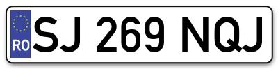 Placuta inmatriculare numar auto  SJ-269-NQJ, SJ 269 NQJ, SJ269NQJ