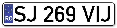 Placuta inmatriculare numar auto  SJ-269-VIJ, SJ 269 VIJ, SJ269VIJ