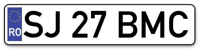 Placuta inmatriculare numar auto  SJ-27-BMC, SJ 27 BMC, SJ27BMC