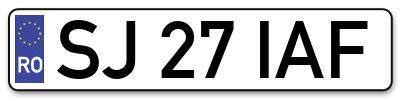 Placuta inmatriculare numar auto  SJ-27-IAF, SJ 27 IAF, SJ27IAF