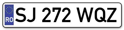Placuta inmatriculare numar auto  SJ-272-WQZ, SJ 272 WQZ, SJ272WQZ