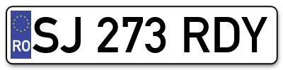Placuta inmatriculare numar auto  SJ-273-RDY, SJ 273 RDY, SJ273RDY