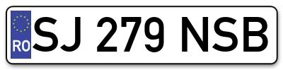 Placuta inmatriculare numar auto  SJ-279-NSB, SJ 279 NSB, SJ279NSB