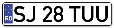 Placuta inmatriculare numar auto  SJ-28-TUU, SJ 28 TUU, SJ28TUU