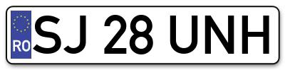 Placuta inmatriculare numar auto  SJ-28-UNH, SJ 28 UNH, SJ28UNH