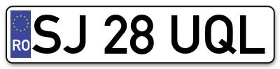 Placuta inmatriculare numar auto  SJ-28-UQL, SJ 28 UQL, SJ28UQL