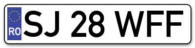 Placuta inmatriculare numar auto  SJ-28-WFF, SJ 28 WFF, SJ28WFF