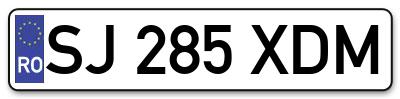 Placuta inmatriculare numar auto  SJ-285-XDM, SJ 285 XDM, SJ285XDM