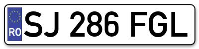 Placuta inmatriculare numar auto  SJ-286-FGL, SJ 286 FGL, SJ286FGL