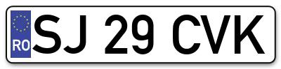 Placuta inmatriculare numar auto  SJ-29-CVK, SJ 29 CVK, SJ29CVK