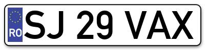 Placuta inmatriculare numar auto  SJ-29-VAX, SJ 29 VAX, SJ29VAX