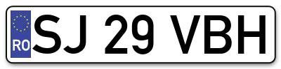 Placuta inmatriculare numar auto  SJ-29-VBH, SJ 29 VBH, SJ29VBH