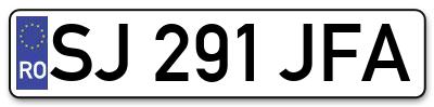 Placuta inmatriculare numar auto  SJ-291-JFA, SJ 291 JFA, SJ291JFA