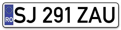 Placuta inmatriculare numar auto  SJ-291-ZAU, SJ 291 ZAU, SJ291ZAU