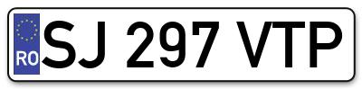 Placuta inmatriculare numar auto  SJ-297-VTP, SJ 297 VTP, SJ297VTP