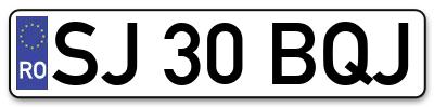 Placuta inmatriculare numar auto  SJ-30-BQJ, SJ 30 BQJ, SJ30BQJ