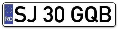 Placuta inmatriculare numar auto  SJ-30-GQB, SJ 30 GQB, SJ30GQB