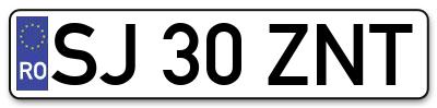 Placuta inmatriculare numar auto  SJ-30-ZNT, SJ 30 ZNT, SJ30ZNT