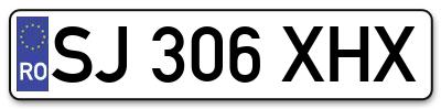 Placuta inmatriculare numar auto  SJ-306-XHX, SJ 306 XHX, SJ306XHX