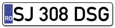 Placuta inmatriculare numar auto  SJ-308-DSG, SJ 308 DSG, SJ308DSG