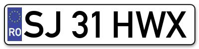 Placuta inmatriculare numar auto  SJ-31-HWX, SJ 31 HWX, SJ31HWX