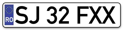 Placuta inmatriculare numar auto  SJ-32-FXX, SJ 32 FXX, SJ32FXX