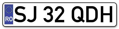 Placuta inmatriculare numar auto  SJ-32-QDH, SJ 32 QDH, SJ32QDH