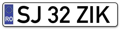 Placuta inmatriculare numar auto  SJ-32-ZIK, SJ 32 ZIK, SJ32ZIK