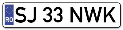 Placuta inmatriculare numar auto  SJ-33-NWK, SJ 33 NWK, SJ33NWK