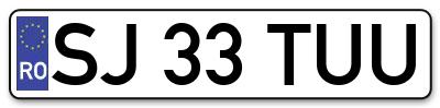 Placuta inmatriculare numar auto  SJ-33-TUU, SJ 33 TUU, SJ33TUU