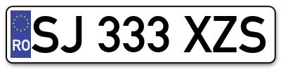 Placuta inmatriculare numar auto  SJ-333-XZS, SJ 333 XZS, SJ333XZS