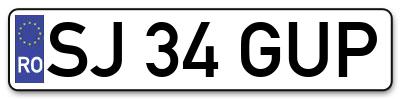 Placuta inmatriculare numar auto  SJ-34-GUP, SJ 34 GUP, SJ34GUP