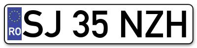 Placuta inmatriculare numar auto  SJ-35-NZH, SJ 35 NZH, SJ35NZH