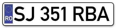 Placuta inmatriculare numar auto  SJ-351-RBA, SJ 351 RBA, SJ351RBA