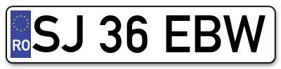 Placuta inmatriculare numar auto  SJ-36-EBW, SJ 36 EBW, SJ36EBW