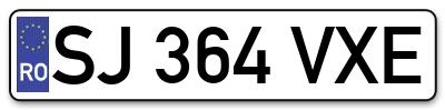 Placuta inmatriculare numar auto  SJ-364-VXE, SJ 364 VXE, SJ364VXE