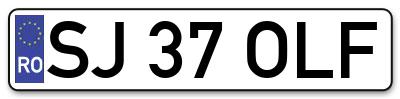 Placuta inmatriculare numar auto  SJ-37-OLF, SJ 37 OLF, SJ37OLF