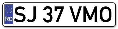 Placuta inmatriculare numar auto  SJ-37-VMO, SJ 37 VMO, SJ37VMO