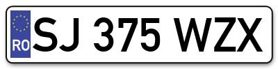 Placuta inmatriculare numar auto  SJ-375-WZX, SJ 375 WZX, SJ375WZX
