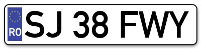 Placuta inmatriculare numar auto  SJ-38-FWY, SJ 38 FWY, SJ38FWY