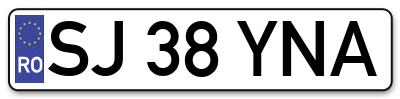 Placuta inmatriculare numar auto  SJ-38-YNA, SJ 38 YNA, SJ38YNA