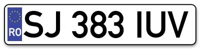Placuta inmatriculare numar auto  SJ-383-IUV, SJ 383 IUV, SJ383IUV