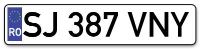 Placuta inmatriculare numar auto  SJ-387-VNY, SJ 387 VNY, SJ387VNY