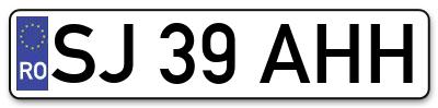 Placuta inmatriculare numar auto  SJ-39-AHH, SJ 39 AHH, SJ39AHH