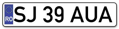 Placuta inmatriculare numar auto  SJ-39-AUA, SJ 39 AUA, SJ39AUA